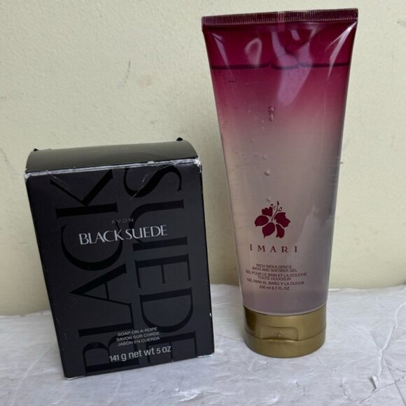 Avon NEW 2 IMARI & Black Suede Soap on Rope Rich Indulgence Bath and Shower Gel - Picture 2 of 12
